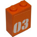 LEGO Brick 1 x 2 x 2 with &quot;03&quot; Sticker with Inside Stud Holder (3245)