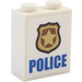 LEGO Brick 1 x 2 x 2 with Badge and &quot;POLICE&quot; Sticker with Inside Stud Holder (3245)