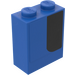 LEGO Brick 1 x 2 x 2 with Blue and Black Right Sticker with Inside Stud Holder (3245)