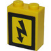 LEGO Steen 1 x 2 x 2 met Electrical Danger Sign (Rechts) Sticker met binnenas houder (3245)