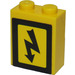LEGO Brique 1 x 2 x 2 avec Electrical Danger Sign (Droite) Autocollant avec support d&#039;essieu intérieur (3245)