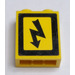 LEGO Brick 1 x 2 x 2 with Electricity Danger Sign Pattern Right Sticker with Inside Stud Holder (3245)