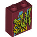LEGO Backstein 1 x 2 x 2 mit Graffiti mit Innenbolzenhalter (3245 / 36923)