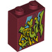 LEGO Kloss 1 x 2 x 2 med Graffiti med Indre knottholder (3245 / 36923)