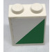 LEGO Brick 1 x 2 x 2 with green triangle - Left Sticker with Inside Stud Holder (3245)