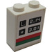 LEGO Steen 1 x 2 x 2 met &#039;L. 2.14&#039; en &#039;* 3.01&#039;, Groen en Rood Streep Sticker met binnenas houder (3245)