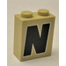 LEGO Brick 1 x 2 x 2 with &quot;N&quot; Sticker with Inside Stud Holder (3245)