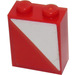 LEGO Brique 1 x 2 x 2 avec rouge et blanc Triangles (Droite) Autocollant avec support d&#039;essieu intérieur (3245)