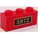 LEGO Ladrillo 1 x 3 con &quot;5972&quot; Pegatina (3622)