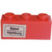 LEGO Brick 1 x 3 with 'Basel', 'Hamburg' (left) Sticker (3622)