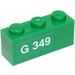 LEGO Brick 1 x 3 with &#039;G 349&#039; (Left) Sticker (3622)