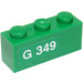 LEGO Brique 1 x 3 avec &#039;G 349&#039; (La gauche) Autocollant (3622)