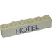 LEGO Brick 1 x 6 with &quot;HOTEL&quot; without Bottom Tubes, with Cross Supports