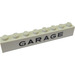 LEGO Brick 1 x 8 with &quot;GARAGE&quot; without Bottom Tubes with Cross Support