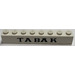 LEGO Brick 1 x 8 with &quot;TABAK&quot; with Thick Letters without Bottom Tubes with Cross Support