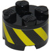 LEGO Ladrillo 2 x 2 Circular con Negro y Amarillo Danger Rayas Pegatina (3941)