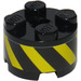 LEGO Backstein 2 x 2 Runden mit Schwarz und Gelb Danger Streifen Aufkleber (3941)