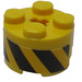 LEGO Ladrillo 2 x 2 Circular con Negro y Amarillo Diagonal Rayas Pegatina (3941)