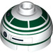 LEGO Brick 2 x 2 Round with Dome Top with Dark Green Astromech R2-X2 (Hollow Stud, Axle Holder) (16707 / 30367)