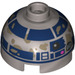 LEGO Brique 2 x 2 Rond avec Dome Haut avec Dirty R2-D2 Astromech Droid Diriger (Goujon creux, support d&#039;essieu) (1544 / 18841)