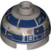 LEGO Brick 2 x 2 Round with Dome Top with Dirty R2-D2 Astromech Droid Head (with Axle Holder) (1544 / 18841)