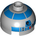 LEGO Brick 2 x 2 Round with Dome Top with R2-D2 10188 Pattern (with Axle Holder) (18841 / 64069)