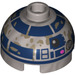 LEGO Brick 2 x 2 Round with Dome Top with R2-D2 Head with Dirt Splashes (Hollow Stud, Axle Holder) (18841 / 38102)