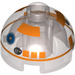 LEGO Brick 2 x 2 Round with Dome Top with R3-A2 Astromech Droid Head (Hollow Stud, Axle Holder) (24046 / 30367)