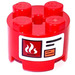 LEGO Brick 2 x 2 Round with Fire Extinguisher Label with Flames Sticker (3941)