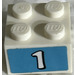 LEGO Brick 2 x 2 with &quot;1&quot; on Medium Azure Background Sticker (3003)