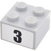 LEGO Backstein 2 x 2 mit &quot;3&quot; Aufkleber (3003)