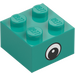 LEGO Brick 2 x 2 with Black and White Eyes (Centered) (3003 / 114520)
