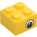 LEGO Brick 2 x 2 with Black and White Eyes (Offset) with Dot in Pupil (81508 / 88397)