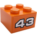 LEGO Steen 2 x 2 met n° 43 Aan Oranje background Sticker (3003)