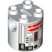 LEGO Stein 2 x 2 x 2 Rund mit Grau Lines und Rot (R5-D4) mit unterem Achshalter &#039;x&#039; Form &#039;+&#039; Ausrichtung (30361 / 83787)