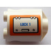 LEGO Brick 2 x 2 x 2 Round with &#039;LOCK 1&#039; on left side Sticker with Bottom Axle Holder &#039;x&#039; Shape &#039;+&#039; Orientation (30361)