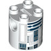 LEGO Stein 2 x 2 x 2 Rund mit R2-D2 Astromech Droid Körper mit unterem Achshalter &#039;x&#039; Form &#039;+&#039; Ausrichtung (15797 / 30361)