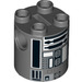 LEGO Brick 2 x 2 x 2 Round with R2-Q2 Astromech Droid Body with Bottom Axle Holder &#039;x&#039; Shape &#039;+&#039; Orientation (30361 / 39496)