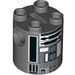 LEGO Kloss 2 x 2 x 2 Rund med R2-Q2 Astromech Droid Kropp med bunnakselholder &#039;x&#039; form &#039;+&#039; orientering (30361 / 39496)