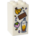 LEGO Brick 2 x 2 x 3 with Bananas, Chocolate, Strawberry and Shake, on the other side Flowers  Sticker (30145)
