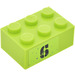 LEGO Brique 2 x 3 avec &quot;6&quot; (Droite) Autocollant (3002)