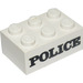 LEGO Klods 2 x 3 med Sort &quot;Politi&quot; Serif (3002)