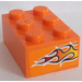 LEGO Brick 2 x 3 with Orange Flames Sticker (3002)