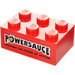 LEGO Brick 2 x 3 with &#039;POWERSAUCE&#039; and &#039;UNLEASH THE POWER OF APPLES!&#039; Sticker (3002)