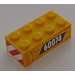 LEGO Brique 2 x 4 avec &#039;60074 et rouge et blanc - Droite Côté Autocollant (3001)