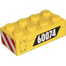 LEGO Steen 2 x 4 met &#039;60074 en Rood en Wit - Rechtsaf Kant Sticker (3001)
