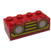 LEGO Brick 2 x 4 with Car Grille Fabuland Horizontal Yellow Sticker (3001)