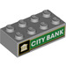 LEGO Цегла 2 x 4 з City Bank логотип (3001 / 67280)