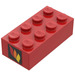 LEGO Brique 2 x 4 avec Classic Feu logo (Both Ends) Autocollant (Plus tôt, sans supports croisés)