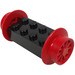 LEGO Backstein 2 x 4 mit Spoked rot Zug Räder und rot Stift (23mm) (4180)